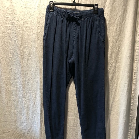 Womens Onia Linen blend with stretch pull on drawstring pants navy blue S - Picture 2 of 8